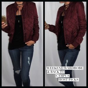 FLASH SALE⚡️Quilted Bomber ⭐️Burgundy